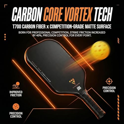 T700 Carbon Fiber Pickleball Paddle, Pickleball Set 16mm Pickle Ball Rackets with CMS Matte Surface Lightweight Honeycomb Core & Durable Edge Frame Larger Sweet Spot - color: PRO -2 Rackets