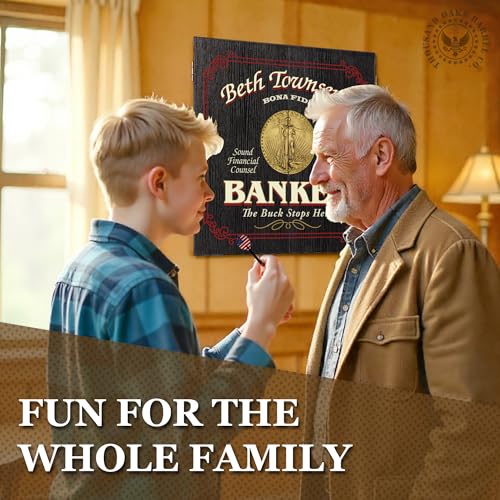 Personalized Dart Board Cabinet Set with 6 Steel Tip Darts, Paper Fibre Dartboard, Chalk & Eraser (21.5 x 21.5 x 2.75") - Occupational Man Cave Dart Boards for Adults - Banker (422) - style: Banker Dartboard & Cabinet Set