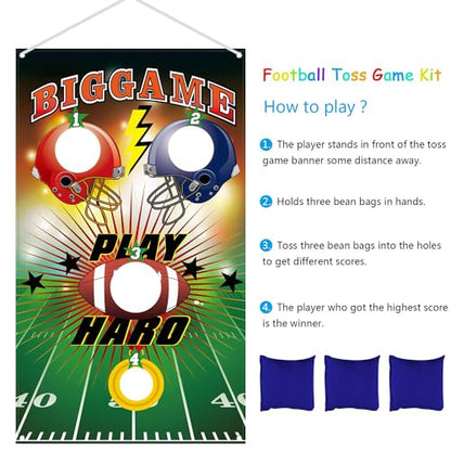 Blulu Football Toss Target Games Bean Bag Toss Game with 3 Bean Bags Football Party Decorations Indoor and Outdoor Party Game for Boys Adults Family Birthday Party Supplies
