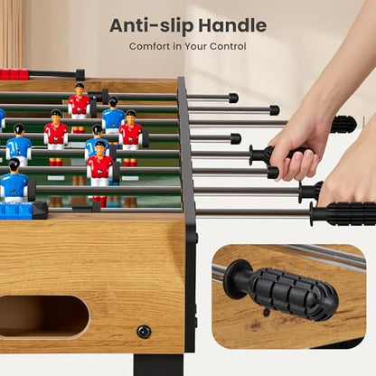 48” Foosball Table, Competition Sized Game Table with Adjustable Table Leg Support, 3 Balls for Adult, Home, Game Room