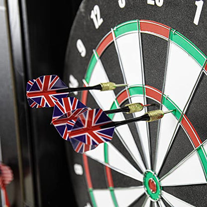 DMI Americana Dartboard Cabinet Set with 18-Inch Paper Dartboard, Reversible Baseball Game, Built-in Cricket Scoring, Darts, Chalk & Mounting Hardware – Classic Black Finish
