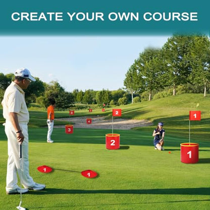 FINCOME Golf Yard Bucket Games 6 Holes Golf Practice Game with Flag, Golf Chipping Game for Kids and Adults Outdoor Indoor Park, Beach, Backyard, Lawn - size: 6 SET