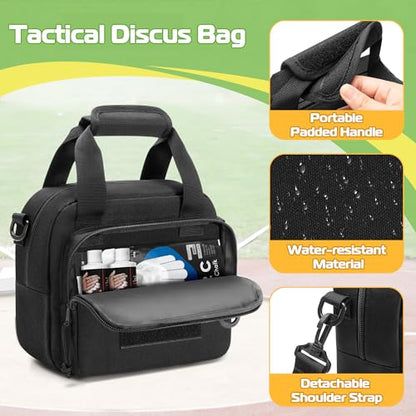 DSLEAF Throwing Discus bag with Padded Protection, 2 Discus Carrier Bag with Portable Handle and Detachable Shoulder Strap for Men and Women