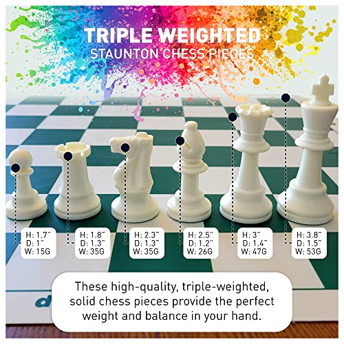 MegaChess Staunton Triple Weighted Chess Set - 3.8" King, 2 Boards, 34 Pieces, Over 2 lbs, Ages 8+ - size: Classic Heavyweight Edition