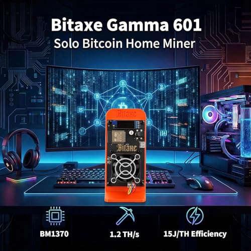 Bitaxe Gamma 601 Bitcoin Miner 1.2TH/s ASIC BM1370 Chip Solo Lottery BTC Miner 18W Low Power Consumption and OLED Display for Home Mining Orange - color: Orange