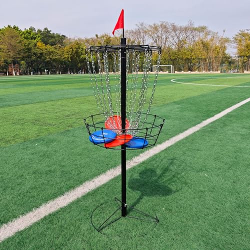 Disc Golf Basket - Portable Disc Golf Target with Heavy Duty 24-Chains Come with 6pcs Disc Golf Discs and Carry Bag, Ground Stake -Suitable for Players of All Levels - Multi Color Available - style: Basic-Black- 6 Pcs