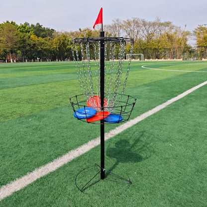 Disc Golf Basket - Portable Disc Golf Target with Heavy Duty 24-Chains Come with 6pcs Disc Golf Discs and Carry Bag, Ground Stake -Suitable for Players of All Levels - Multi Color Available - style: Basic-Black- 6 Pcs