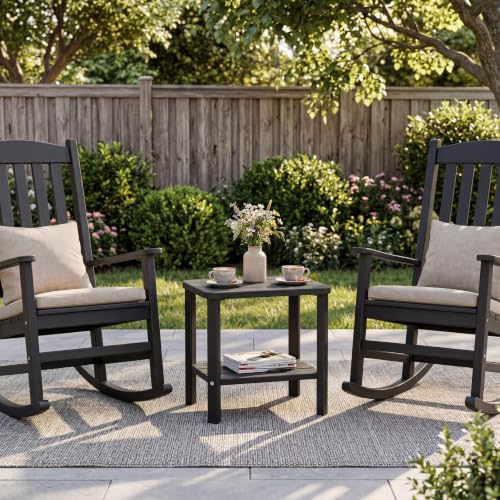 3PCS Outdoor Side Table, 2-Tier Small Table, Weather Resistant Outdoor End Tables, Patio Furniture for Garden, Porch, Pool, Lawn, Backyard or Indoor Bedroom - size: 3PCS