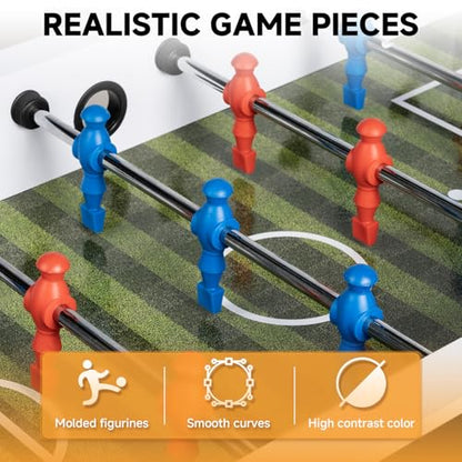 42" Foosball Table, Soccer Game Table for Adults with 2 Balls Competition Sized Soccer Table for Home, Office, or Game Room, Family Game Night