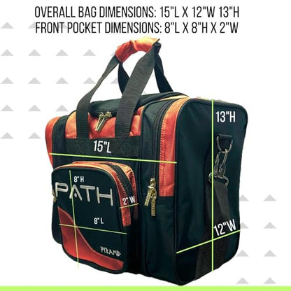 Pyramid Path Pro Deluxe Single Bowling Ball Tote - Holds One Ball, One Pair Shoes Up to Mens 15 - color: Orange