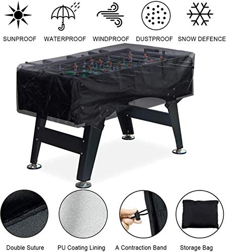 J&C Foosball Table Cover Outdoor Waterproof 420D Soccer Table Cover with Adjustable Buckle Patio Party Game Table Cover for Indoor Foosball Table Anti Sunlight Black - color: black