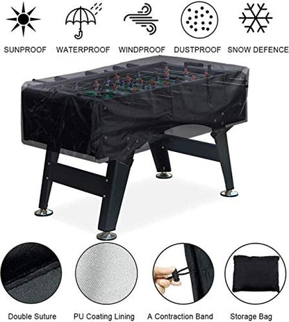J&C Foosball Table Cover Outdoor Waterproof 420D Soccer Table Cover with Adjustable Buckle Patio Party Game Table Cover for Indoor Foosball Table Anti Sunlight Black - color: black