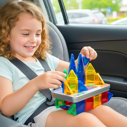 NEOROD Mini Magnetic Tiles Travel Set – Portable STEM Building Blocks for Quiet Play on The Go | Compact Magnet Toys & Road Trip Essentials | Educational Gift for Boys & Girls Ages 3+ - style: mini-26pcs
