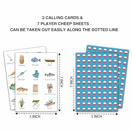 Fishing Bingo Cards, Camp Let's Go Fishing Bingo Games for 24 Players, Camping Party Games for Family Friends Large Group Activities, Fishing Party Favors Supplies Decorations(30) - style: Fishing