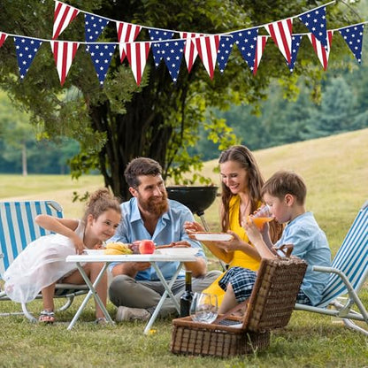 100FT 4th of July Decorations, 60Pcs 7.8 x 11.8 Inches Pennant American Flags for Outside, Pre-Assemble Patriotic 4th of July Banner for Fourth of July Accessories Independence Day Patriotic Decor - style: Fourth of July