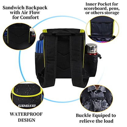 12 PCS Disc Golf Set with Bag Portable Disc Golf Backpack Holds 28+ Discs | Disc Golf Discs for Beginner with Putter, Midrange, Driver Free Stand Bag Design for Convenient Use - color: Yellow