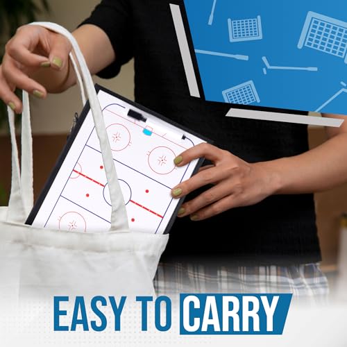ZPU Dry Erase Coaching Board, Magnetic Coaches Clipboards, Portable Foldable Tactics Board with Dry Erase Marker Pen and Magnets – Basketball, Football, Soccer, Hockey - style: Hockey