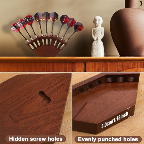 2 in 1 Dart Holder and Wall Dart Holder Made of Wood, Dart Holder, High-Quality Dart Holder, Presentation Display Darts Rack, Dart Holder, Premium Dart Accessories - color: Walnut colour