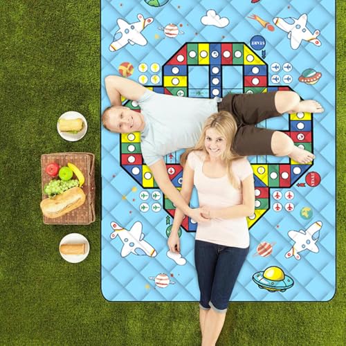 Kids Outdoor Play Mat,Waterproof Picnic Blanket with Chess Pieces | Lightweight Foldable Kids Crawling Pad 3 Layers Family Board Game for Lawn Beach Park Festival