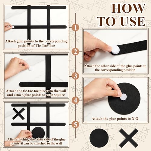 Giant Tic Tac Toe Game - Felt Funtic Wall Mount Game for Dorm, Game Room, Playroom, Modern Wall Decals - Black