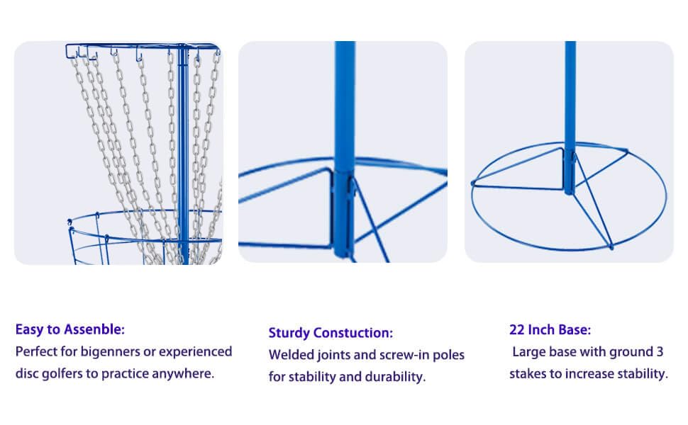 SpeedArmis Portable Disc Golf Targets - Heavy Duty 12 Double Steel Chains, Professional Disc Golf Basket, Includes 3pcs Discs