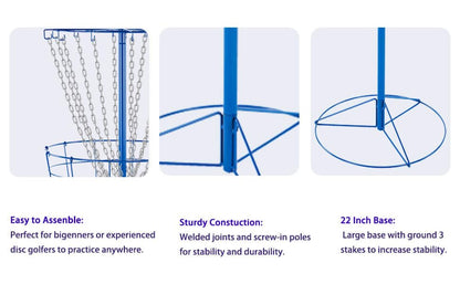SpeedArmis Portable Disc Golf Targets - Heavy Duty 12 Double Steel Chains, Professional Disc Golf Basket, Includes 3pcs Discs