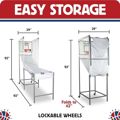 Pop-A-Shot - Pro Single Shot | Commercial Grade Arcade Basketball at Home | Infrared Sensor Scoring | 6 Game Modes | 4 Balls | Foldable Storage