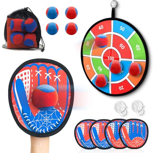 2 in 1 Toss and Catch Ball Game Set, Toddler Baseball Glove for Beach Pool Yard, Kids Sports & Outdoor Play Toys with Target Board, Birthday Gift for Ages 3 4 5 6 7 8-12 Year Old Boys Girls - style: 2 IN 1