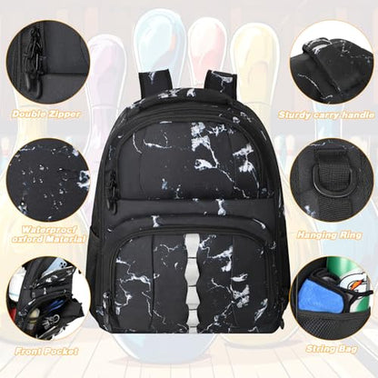 Goloni 2 Ball Bowling Backpack,Bowling Ball Bag with Shoe Compartment & Portective Foam Padded, Fits Shoes Up to US Size 16 - color: Crack Black