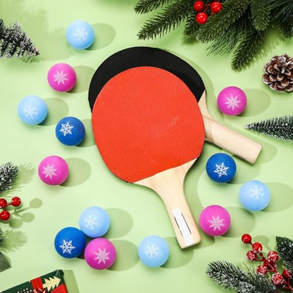 Soulchen Christmas Table Tennis Balls Bulk 40 mm Xmas Table Tennis Ball Novelty Funny Snowballs Toys Accessories for Christmas Game Birthday Gift Xmas Party Decorations