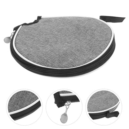 PRETYZOOM Table Tennis Paddle Case Gray Half-moon Protective Storage Bag Portable Organizer for Ping Pong Rackets and Balls