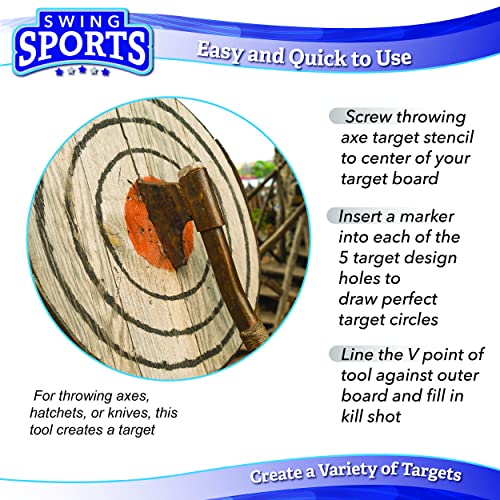 Swing Sports Axe Target Template Stencil - Throwing Knives and Axe Throwing Targets Template Tool for Axe Throwing Game