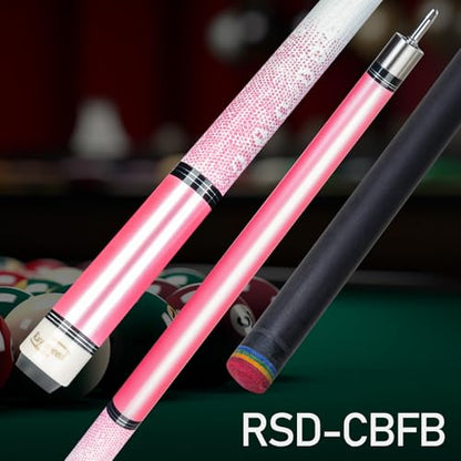 Carbon Fiber Pool Cue Stick 12.5mm Rainbow Tip Low Deflection Pool Stick with Uni-loc Pin Joint and Extension Pool Stick-20 oz - color: Pink-Pro