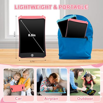 cimetech Toddler Girl Gifts, LCD Writing Tablet 2 Pack, Kids Toys for 3 4 5 6 Year Old Boys, 8.5 Inch Drawing Pad Painting Coloring Books, Travel Essentials Activities, Birthday Gifts Toddler Age 1-3 - color: 8.5'' Blue & Pink