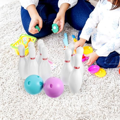 1 Set Childrens Bowling Kit Parent Interactive Sports Pins Balls Safe Material Fun for Family Parties and Kindergarten Activities Random Color