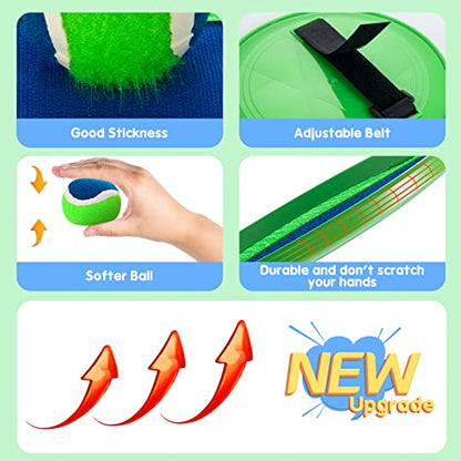 Weehoey Beach Games - Kids Toys - Outdoor Games for Kids, Toss and Catch Ball Set with 6 Paddles 3 Balls, Toys for 3 4 5 6 7 8+ Year Old Boys Girls Christmas Birthday Gifts - color: Blue+green+pink