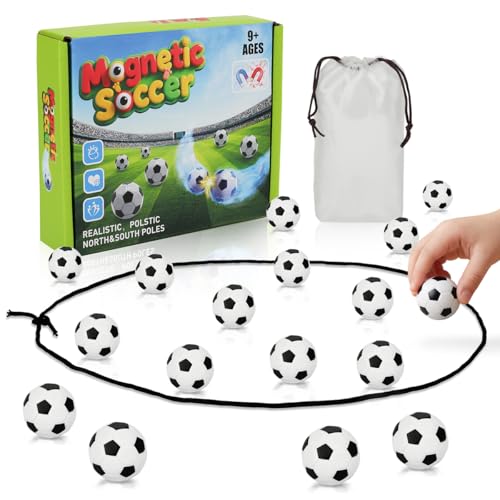 Soccer Magnetic Game with String & 20 Football-Shaped Stones – Fun Puzzle Strategy Games for Family Game Night, Party, Travel & Camping – 2 Player Games for Kids & Adults, Great Gift