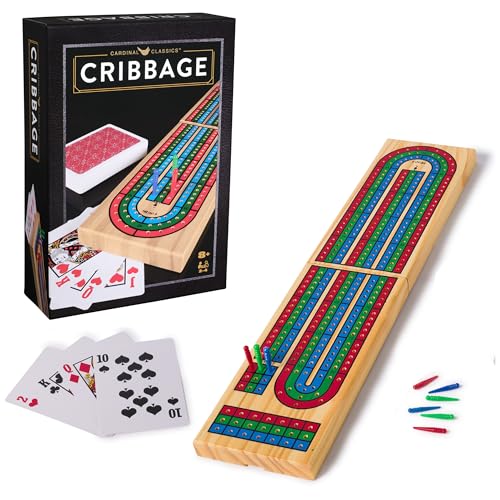 Spin Master Games, Cardinal Classics, Solid Wood Cribbage, Folding Board & Playing Cards, Cribbage for Beginners & Experts, for Adults & Kids, 2 Players, for Ages 8 & Up - style: Mancala