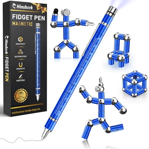 Gifts for Men Fidget Pen, Back to School Supplies, Anniversary Birthday Gifts for Teens Him Boyfriend, College School Supplies Gift for Teachers Teens Boys Girls, Multifunction Pen Cool Stuff Gadgets - color: Blue