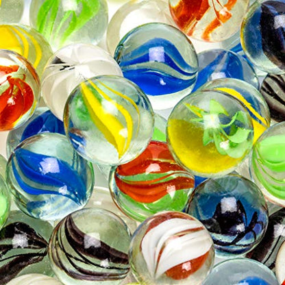 Yellow Mountain Imports 60 Pieces Translucent Chinese Checkers Glass Marbles with Petal Design - 16 Millimeters - size: 16mm(Crystal)