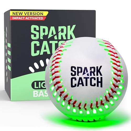 SPARK CATCH Light Up Baseball, Glow in The Dark Baseball, Sports Gear Accessories Gifts for Boys 8 9 10 11 12 13 14 15 Years Old, Kids Teens All Ages Gift Ideas - color: Neon Green