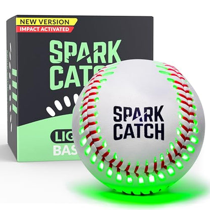 SPARK CATCH Light Up Baseball, Glow in The Dark Baseball, Sports Gear Accessories Gifts for Boys 8 9 10 11 12 13 14 15 Years Old, Kids Teens All Ages Gift Ideas - color: Neon Green