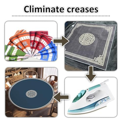 Round Mahjong Mat Thickened and Non-Slip Mahjong Table Cover with Rubber Backing Home Play Mat for Mahjong, Poker, Card, Board, Tile Games(95cm/37.4in) - size: 95cm/37.4in