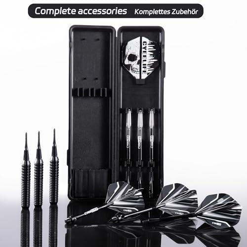 CyeeLife Soft tip Darts Set with Brass Barrel,Professional Darts Plastic Tip,Aluminum/PC Shafts + 6 Flights + 30 Soft Tip + 20 O Ring + 2 Flight Protectors + 1 Dart Case for Electronic Dartboard