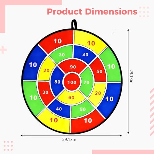 Sticky Ball Dart Board Game, 29.1 in / 74 cm Fabric Dartboard with 12 Sticky Balls and 1 Dart, Safe for Youngsters, Outdoor Throwing Game, Foldable for Storage