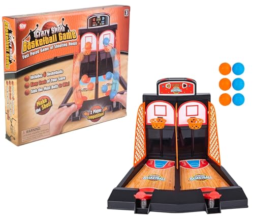 Zugar Land Desktop Mini Basketball Shooting Game for Two (9") Plastic. Tabletop Desk Games to Reduce Stress Fun Sport Hoop Set