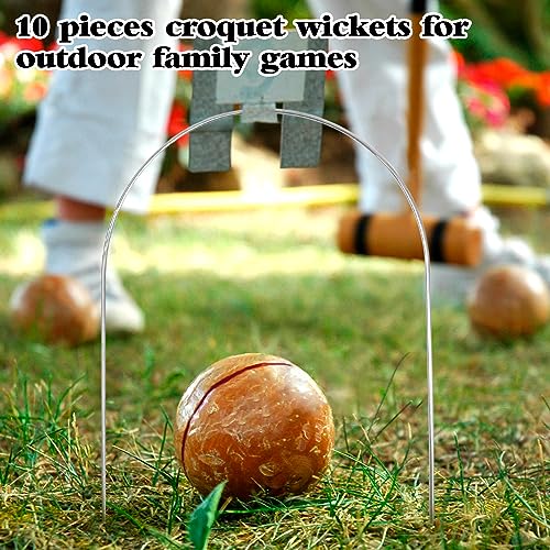 FMOACEN 10 PCS Croquet Wickets Replacement Croquet Metal Croquet Hoops Arched Wickets Rplacement Galvanized for Family Lawn Backyard Outdoor Game 9 * 7.8inch