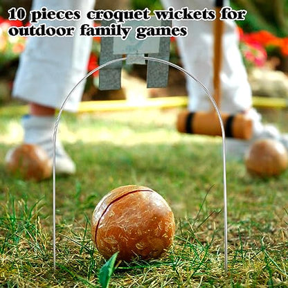 FMOACEN 10 PCS Croquet Wickets Replacement Croquet Metal Croquet Hoops Arched Wickets Rplacement Galvanized for Family Lawn Backyard Outdoor Game 9 * 7.8inch