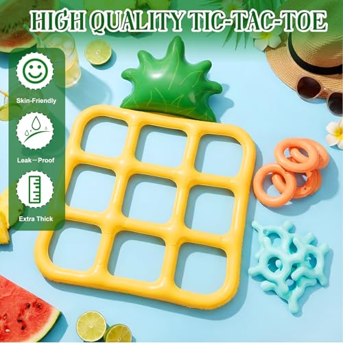 Soulchen Inflatable Tic Tac Toe and Toss Game Outdoor Inflatable Pool Game 22 Inch Pineapple Tic Tac Toe Set Fun Swimming Pool and Backyard Activity for Adults Family Play Carnival Party