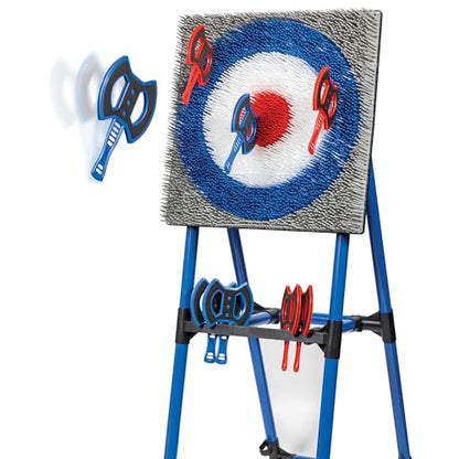 EastPoint Axe Throwing Game Set - 8 Foam & Plastic Throwing Axes - Heavy Duty Steel Frame - Over 5 Ft Tall - Folds Flat for Portable Outdoor Games - Unique Bristle Target for Yard Games